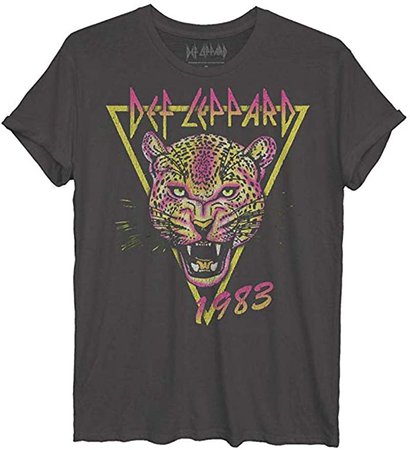 Womens Oversized Def Leppard Neon Cat Music Band Tee at Amazon Women’s Clothing store