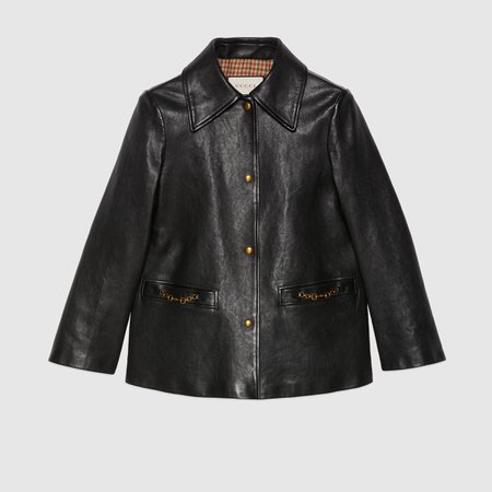 Gucci, Leather jacket with Horsebit