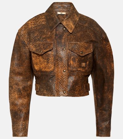 Distressed Leather Jacket in Brown - KNWLS | Mytheresa