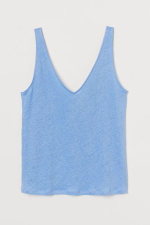 Linen Tank Top - Light blue - Ladies | H&M US