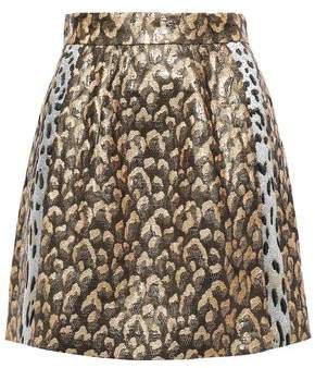 Metallic Leopard-jacquard Mini Skirt