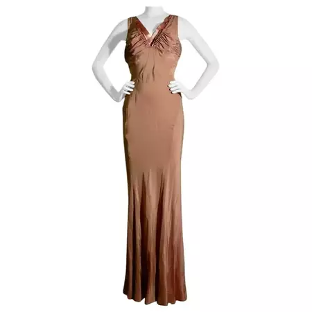 Yves Saint Laurent 2003 Tom Ford Dusty Pink Silk Evening Gown For Sale at 1stDibs