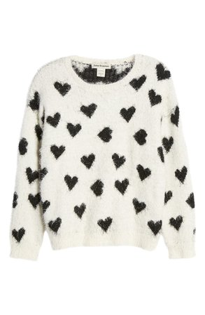 Cotton Emporium Heart Eyelash Sweater | Nordstrom