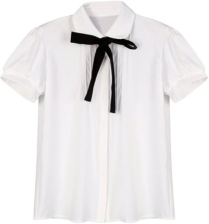 ETOSELL Lady Bowknot Baby Peter Pan Collar Shirt Womens Long Sleeve OL Button-Down Shirts White Blouses: Amazon.ca: Clothing & Accessories