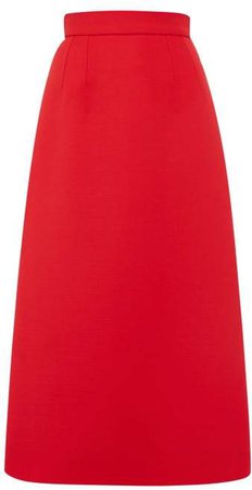 Wool Midi Skirt - Womens - Red
