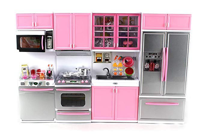 Amazon.com: 'Deluxe Modern Kitchen' Battery Operated Toy Kitchen Playset, Perfect for Use with 11.5" Tall Dolls: Gateway