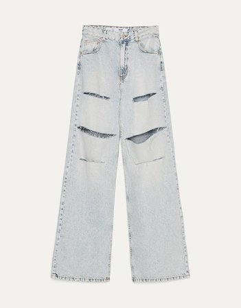'90s Ripped flare jeans - New - Bershka United States blue