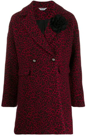 leopard double-breasted coat