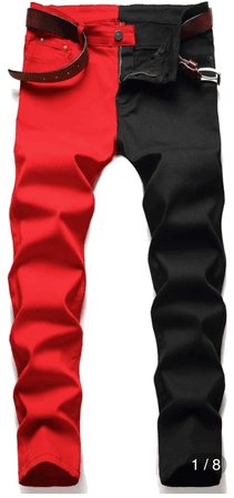 black and red pants