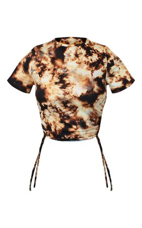 Black Acid Wash Ruched Side Crop T Shirt | PrettyLittleThing