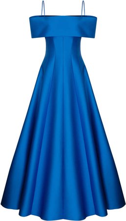 Rasario Off-The-Shoulder Pleated Satin Gown