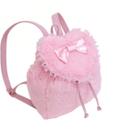 pink furry heart backpack