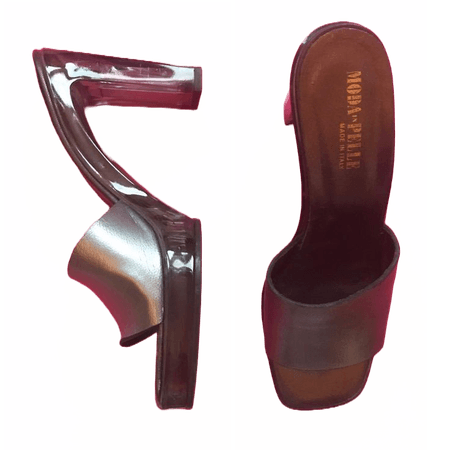 brown pink plastic heels y2k