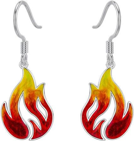 Amazon.com: PELOVNY Flame Fire Earrings for Women S925 Sterling Silver Nature Fire Nation Drop Dangle Hook for Girlfriend Lover: Clothing, Shoes & Jewelry