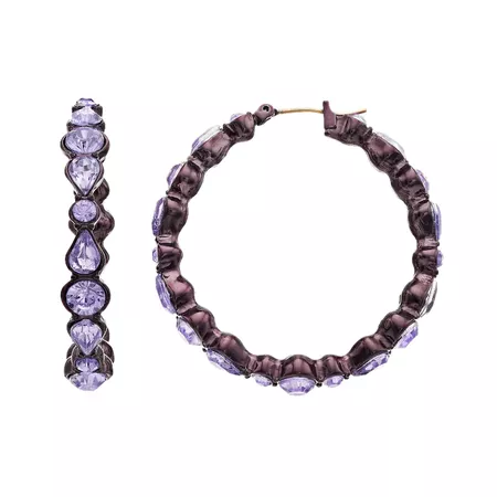 Simply Vera Vera Wang Hematite Tone Purple Simulated Crystal Detail Hoop Earrings