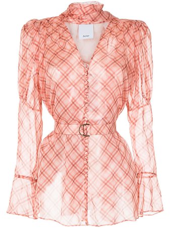 Shop Acler Mattison plaid blouse with Express Delivery - FARFETCH