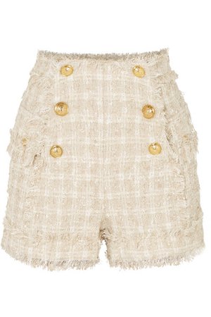 Balmain | Button-embellished tweed shorts | NET-A-PORTER.COM