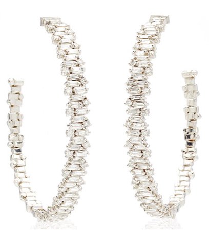 18K White Gold Shimmer Hoop Earrings