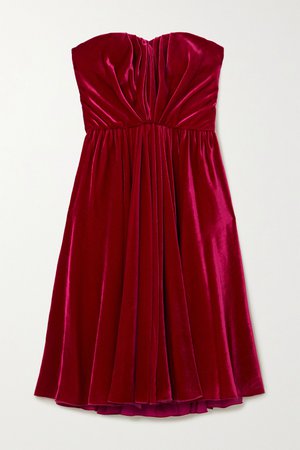 Plum Strapless ruched velvet dress | Dolce & Gabbana | NET-A-PORTER