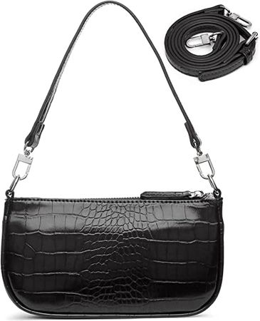 Amazon.com: Mini Shoulder Bag for Women Small Y2K Bag Clutch Purse Crossbody Purses Black Retro Classic Tote Crocodile Pattern : Clothing, Shoes & Jewelry