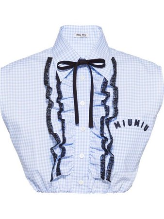 Miu Miu cropped embroidered gingham shirt