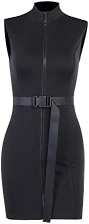 Amazon.com: YYYSHOPP Punk Black Dress Buckle Belt High Waist Dress High Street Sleeveless Goth Dresses Women Party Outfits Dresses (Color : Black, Size : Small) : Clothing, Shoes & Jewelry