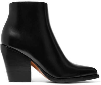 Rylee Glossed-leather Ankle Boots - Black