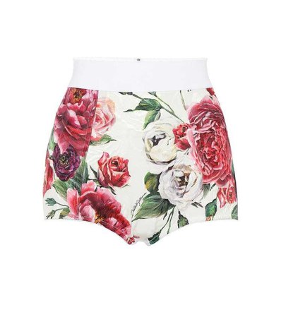 Floral cotton and silk-blend shorts