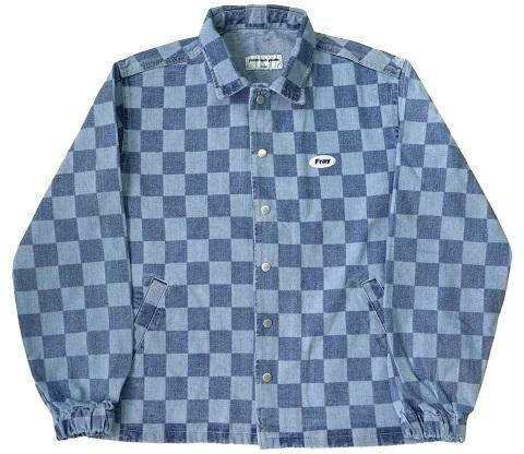 [UNISEX] Checker Denim Jacket - Indigo Blue | Fashmates.com