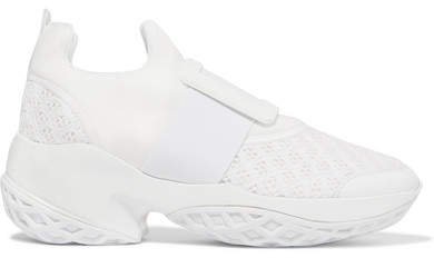 Viv Run Neoprene, Mesh And Leather Sneakers - White