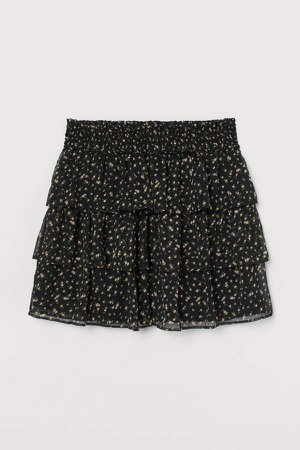Tiered Chiffon Skirt - Black