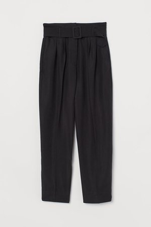 Панталон до глезена с колан - Черен - ЖЕНИ | H&M BG