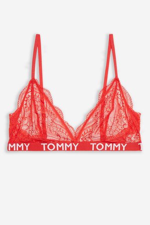 Red Lace Triangle Bra by Tommy Hilfiger | Topshop