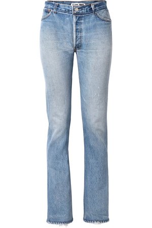 RE/DONE | + Levi's distressed high-rise straight-leg jeans | NET-A-PORTER.COM
