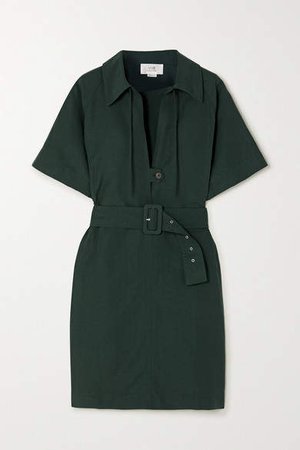 Victoria, Victoria Beckham - Belted Woven Dress - Dark green