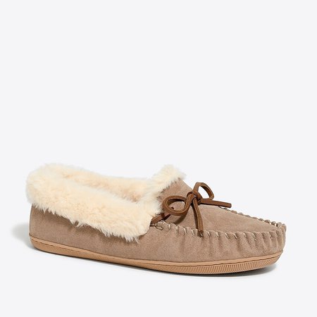 J.Crew Factory: Suede Shearling Moccasin Slippers