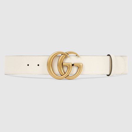 white leather Leather belt with Double G buckle | GUCCI® US