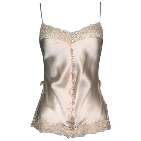 F/W 1997 Christian Dior by John Galliano Peach Satin Lace Bows Cami Top For Sale at 1stDibs