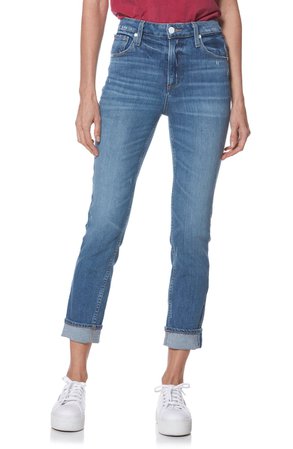 PAIGE Sarah High Waist Straight Slim Leg Jeans (Embarcadero) | Nordstrom