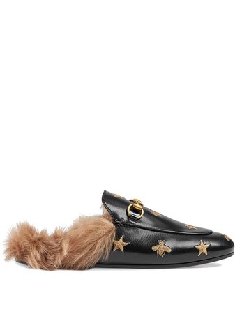 Gucci Princetown Embroidered Slippers | Farfetch.com