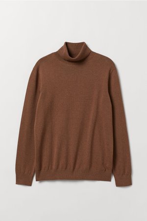 Fine-knit polo-neck jumper - Camel - Men | H&M GB