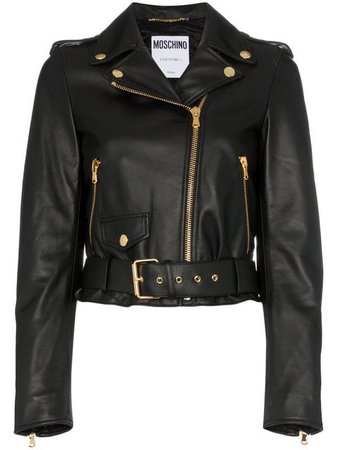 Moschino Couture Logo Leather Biker Jacket - Farfetch