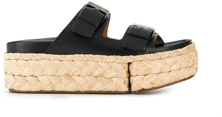 buckled strap platform sandals