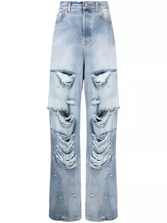 VETEMENTS Distressed wide-leg Jeans - Farfetch