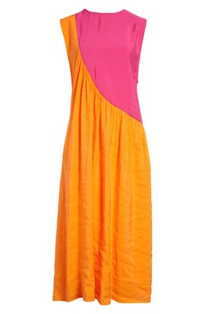 Topshop Colorblock Sleeveless Midi Dress | Nordstrom