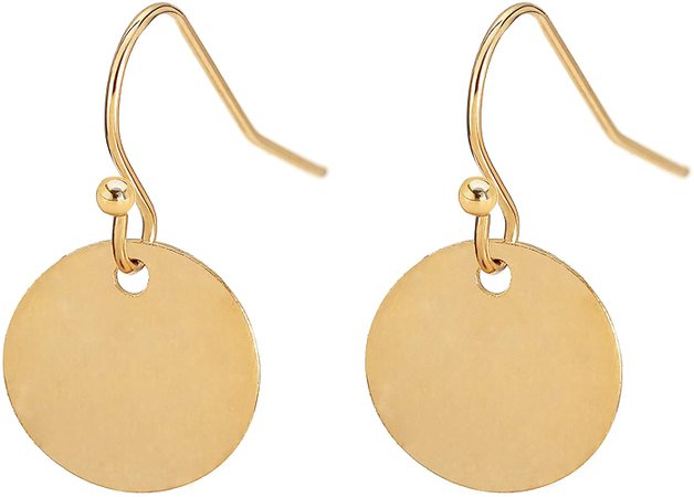 Amazon.com: Gold Circle Disc Dangle Drop Earrings for Women Lightweight Small Round Hoop Statement Earrings Minimalist Jewelry Christmas Gift for Her: Clothing