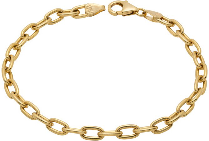 14K Gold Oval Link Chain Bracelet