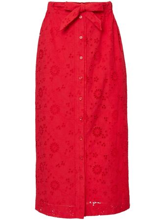 Carolina Herrera broderie-anglaise Cotton Midi Skirt - Farfetch