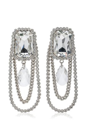 Silver-Tone Crystal Chain Earrings By Alessandra Rich | Moda Operandi