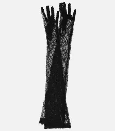 Long Lace Gloves in Black - David Koma | Mytheresa
